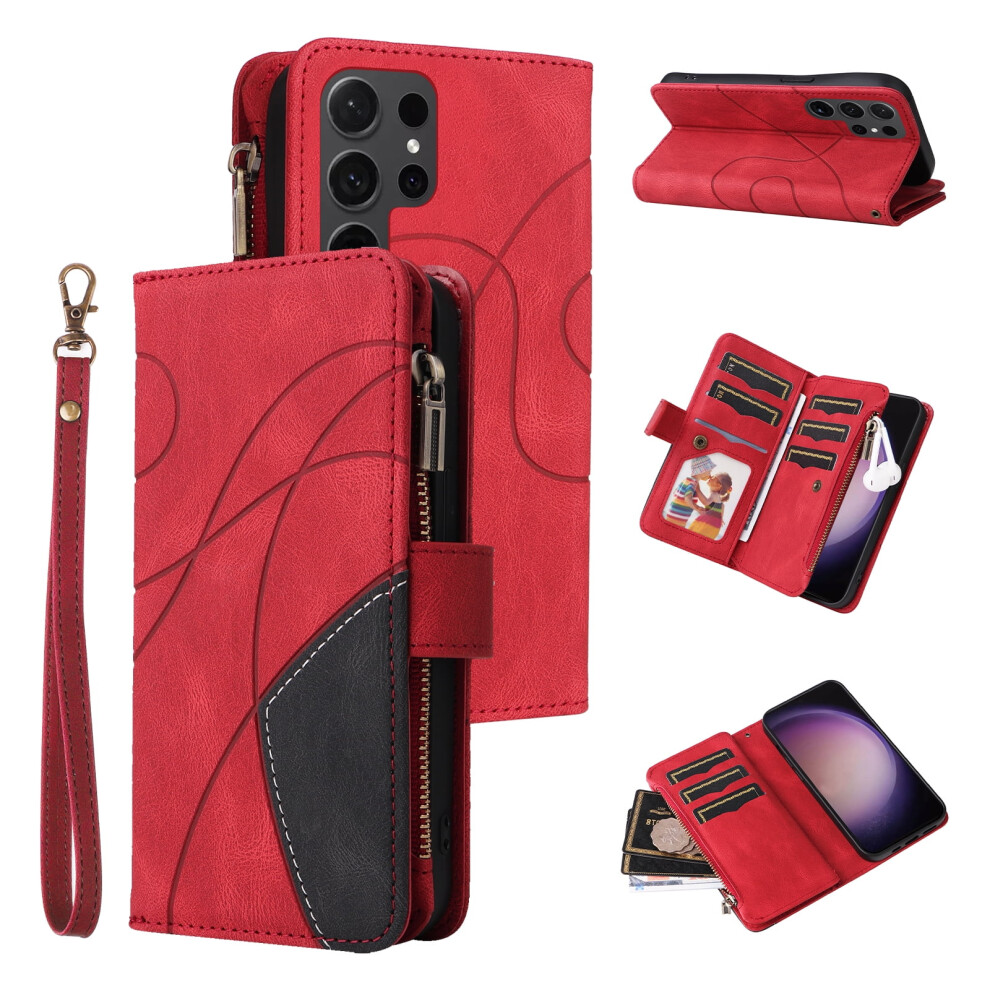 Pu Leather Folio Case For Samsung Galaxy S24 Ultra 5G Red 9152228991231