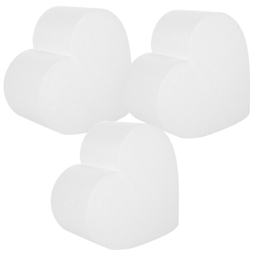 3Pcs White Foam Cake Models Heart Shape Portable Baking Practice Tools 1