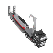 Alloy Semi Flatbed Truck Toy with Submarine, Realistic Construction Vehicle Gray