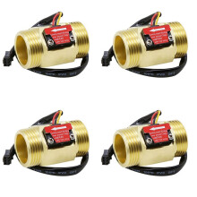 4X Water Flow Sensor Hall Flow Meter 1 Inch External Wire Copper Water Flow Sensor Turbine Flow Meter
