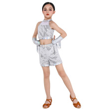 Mädchen Tanzoutfit-Sets, ärmellose Oberteile, Shorts, Fransen-Set für Kinder, Kleinkinder, Sommer, elastische Spielkleidung, klassisch, 6-7 Jahre
