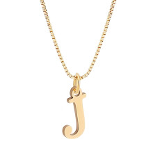 1 ciondolo a forma di lettera in acciaio inossidabile 304, collana con catena a maglia fine in ottone per donna, senza piombo e senza nichel, lettera