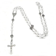 Collana di rosario cattolica per uomo e donna, ciondolo a croce, catena lunga, collana amuleto cristiana, gioielli religiosi