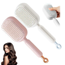 Cepillo de pelo retráctil autolimpiante, peine de masaje con cojín de aire ABS, antiestático y fácil de limpiar para todo tipo de cabello,