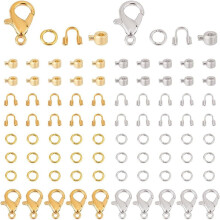 1 Schachtel DIY-Schmuckherstellungsset mit Quetschperlen, Drahtverschlüssen, Biegeringen (verschiedene Farben, 4–12 x 3,5–4 x 0,7–3 mm,