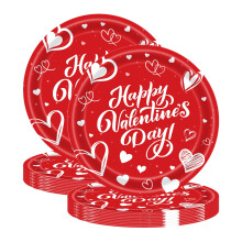 Piatti per feste di San Valentino, confezione da 20 pezzi, ovali di carta usa e getta da 7" e 9", a tema festivo – Adatti a feste e riunioni