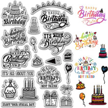 Carimbos transparentes de Feliz Aniversário