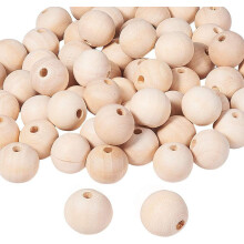 200 Stück 18 mm Naturholzperlen, unbehandelte Zwischenperlen für DIY-Schmuck, Weihnachtskränze, Armbänder – 3,5 mm Loch, Braun