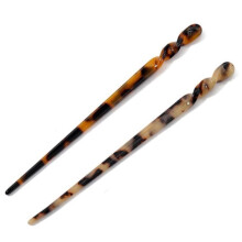 2 palillos para el cabello para mujer, palillos de acetato, accesorios de moda para recogidos, palillos retro largos, palillos de carey (marrón)