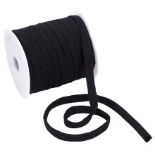 27 Yards (ca. 24,5 m) schwarze, flache Ersatz-Baumwollkordel, 8 mm breit, mit leeren Kunststoffspulen für Bekleidungszubehör