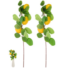 8Pcs Decorative Lemon Stems Yellow Simulation Branches for Home Layout