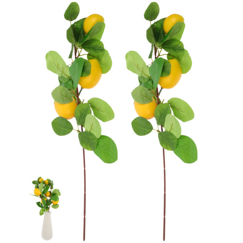 8Pcs Decorative Lemon Stems Yellow Simulation Branches for Home Layout