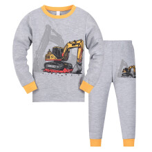 Pijama infantil de manga larga con estampado de dinosaurios de dibujos animados para niños, ideal para otoño e invierno.