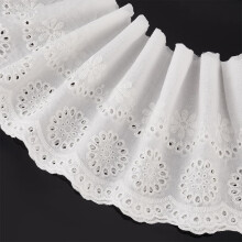 7,5 Yards (ca. 6,9 m) Baumwoll-Stickerei-Spitzenband mit Lochstickerei, weiß, floral, 6,1 Zoll (ca. 15,5 cm) breit. Ideal für Bastelarbeiten,