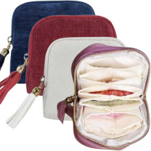 3-pack smyckesväska med dragkedja – Bärbar förvaringsväska för örhängen, halsband, ringar, armband, broscher