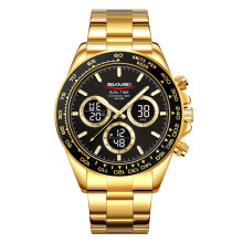 Orologio da polso di lusso da uomo con doppio display - Analogico al quarzo digitale, luminoso e impermeabile