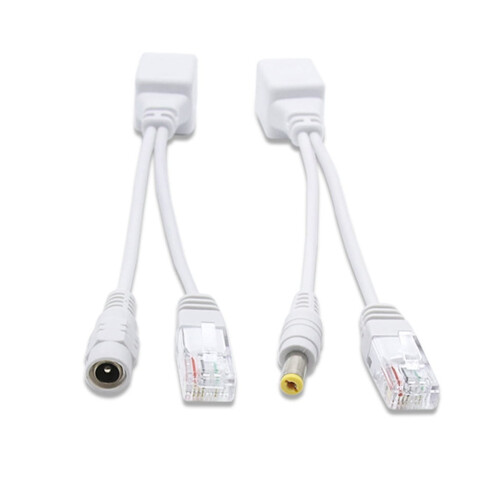 Injetor e divisor PoE passivo Ethernet com conectores RJ45DC 5,5x2,1mm