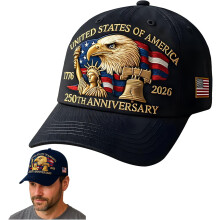 Cappello ricamato a mano per uomo e donna, con design Aquila e Libertà, 250 anniversario degli Stati Uniti, regolabile.