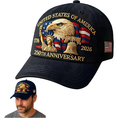 250ή επέτειος Ηνωμένων Πολιτειών, σχέδιο Eagle & Liberty, χειροποίητο καπέλο κεντήματος