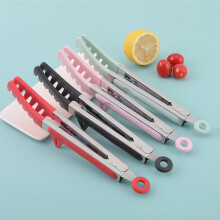 Pinze per alimenti in silicone con supporto, pinze per pasta in acciaio inossidabile, pinze per barbecue resistenti al calore per la cucina - 1