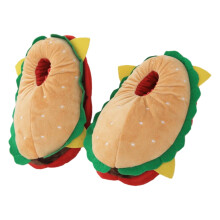 Niedliche, khakifarbene Hausschuhe in Burgerform für Teenager-Mädchen, 1 Paar, 24 cm (9,4 Zoll) weich, aus PP-Baumwolle, für drinnen