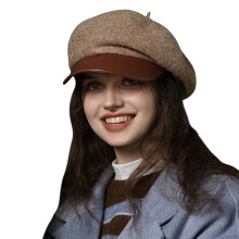 Cappello in pelle robusta da uomo, stile biker, da strillone, con visiera, piatto, da autista, vintage, francese, elegante, in lana per adulti, da