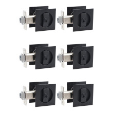 6X Pocket Door Lock Black Door Hardware Anti-Theft Lock Contemporary Privacy Square Door Lock with Keys