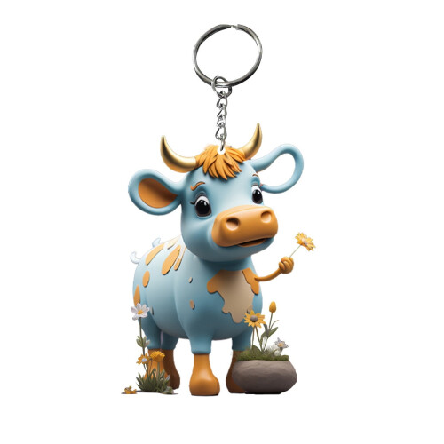 Πολύχρωμα μπρελόκ Highland Cow Multipack – Ακρυλικά μπρελόκ πάρτι με στρογγυλά μπρελόκ,