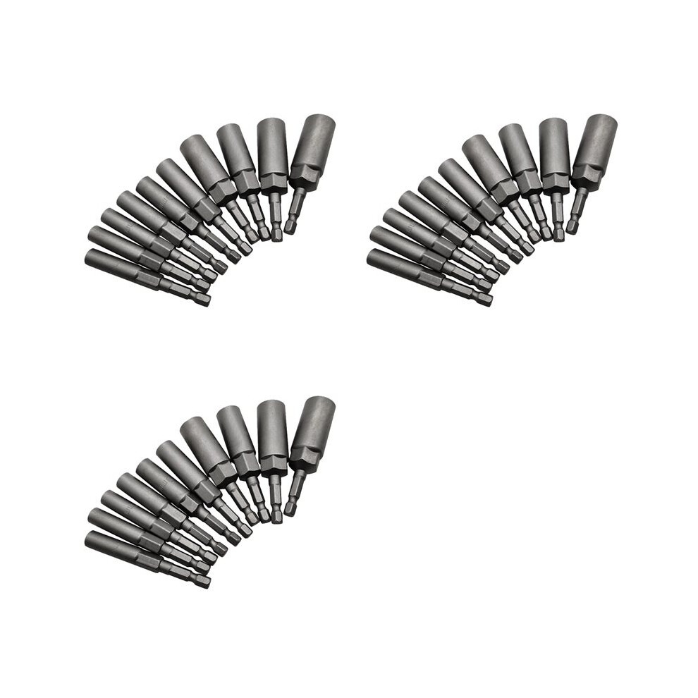 30Pcs 5.5Mm-14Mm Hex Socket Sleeve Nozzles Nut Driver Set For Power Drills Impact Drivers Power Screwdriver Handle Tools 6031368560978
