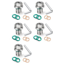 5pcs M14.1-1.5 X 15mm Oversize Piggyback Oil Drain Plug, Kit de Reparo de Rosca de Cárter de Óleo Autoatarraxante de Aço Inoxidável