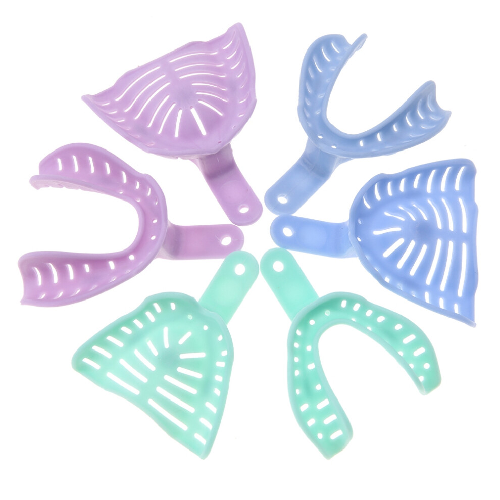 Reused Dental Impression Tray Various Sizes Smooth Surface Sturdy Plastic Materials Perforated Design Teeth Holder Ergonomic Design For Dental Clinic 9191629374823