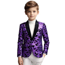 Toddler Child Prom Party Suit Solid Color Fashion Sequin Slim Fit Long Sleeve Youth Lapel Casual Coat Breathable Baby Daliywear 12YT