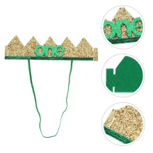 Green 1st Birthday Headband Crown Cloth Supplies for Kids Glitter Effect