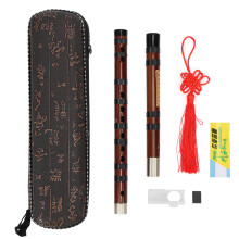 Traditionele Chinese Dizi bamboefluit met koperen verbindingsstukken voor een goede afdichting en een prachtig geluid, gegraveerd met gedichten.