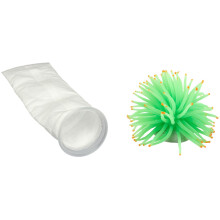 1 Pcs Green Silicone Sea Anemone Fish Tank Ornament & 1 Pcs 200μM 4X15 Inch Sump Pre Filter Sock Bag