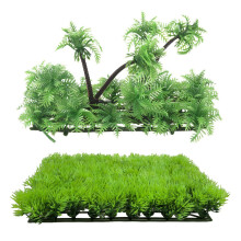 Artificial Fake Water Aquatic Green Grass Plant Lawn Aquarium Landscape & 3.9 Inch Height Artificial Coconut Plant
