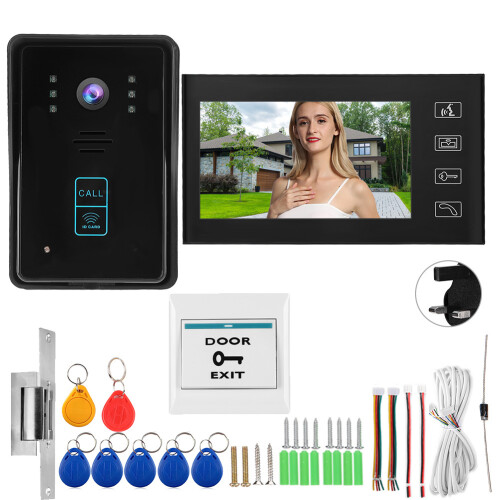 Sistema de interfone com vídeo Wi-Fi e visão noturna, monitor touchscreen de 7 polegadas, campainha HD com câmera, desbloqueio remoto, interfone