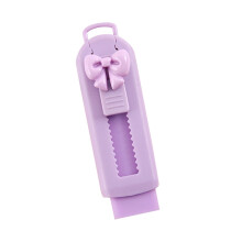 Cartoon Retractable Eraser, Push-Pull Design, Non-Staining, Purple Bow, 3.35x0.98", for School Students Stationery