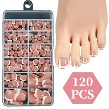 120 piezas de uñas postizas cuadradas cortas con diseño de capa uniforme, pegamento para uñas postizas, diseño sencillo y liso, punta francesa