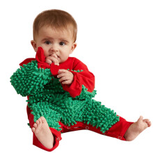Baby Mop Onesie Funny Romper Convertible Mittens Long Sleeve Crewneck Floor-Wiping Crawling Suit Jumpsuits For Boys Girls3-18Months Cute One-Pieces