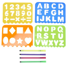 Painting Stencils Alphabet Stencils Set For Kids Educational Stencils With Pens Scrapbooking Templates Non Toxic Flexible Plastic Artistic Design For