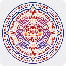 Aztec Calendar Stencil 11.8x11.8 inch Mayan Emblem Plastic Reusable Stencil for Painting on Wood Wall DIY Art Projects Home Decor