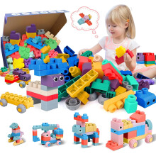 50 stuks zachte bouwblokken voor peuters van 1-3 jaar, kleurrijk stapelbaar STEM-speelgoed, compatibel met Mega Building Blocks