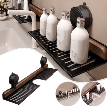Étagère à ventouse noire pour meuble-lavabo – Étagère de rangement de 40 cm, 1 pièce, compatible avec les surfaces lisses