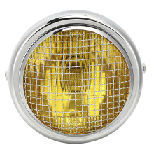 Motorcycle Refit Headlight Lamp Durable Materials High Brightness Sturdy Metal Housing Vintage Style Lamp For Scooter Motorbike With Glass Lens