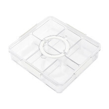 Recipiente portátil para lanches com tampa à prova de vazamentos, vários compartimentos, alça e bandeja dividida para servir, ideal para eventos