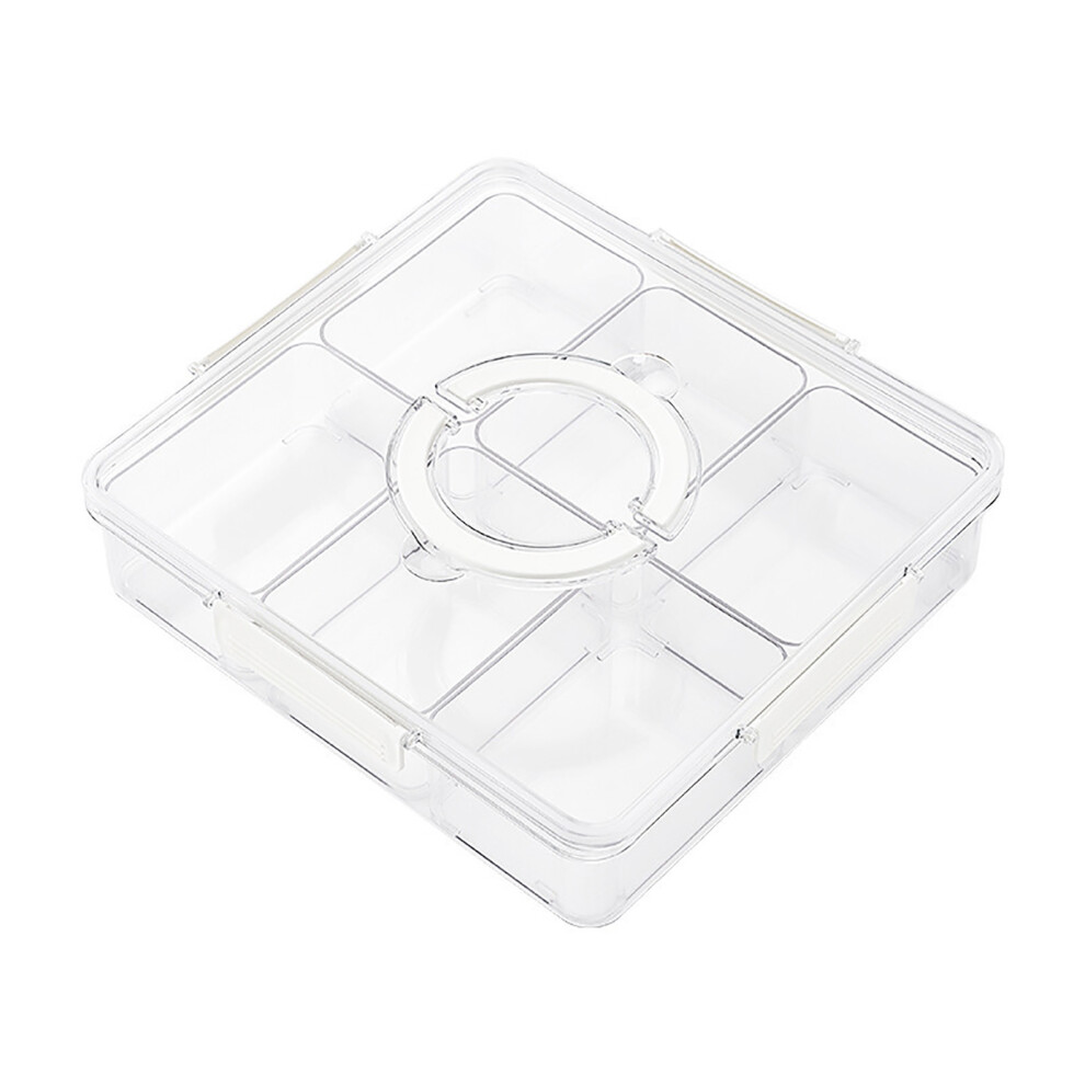 Leakproof Lid Portable Snack Container Multi Compartment Snack Box With Handle And Lid Divided Serving Tray For Outdoor Events, Bpa Free Material 9071309577648