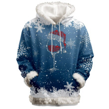 Damen-Weihnachts-Hoodie mit flauschigem Besatz, Tasche, Kordelzug, lässiger Pullover, warme Winter-Loungewear, Oberbekleidung für den täglichen