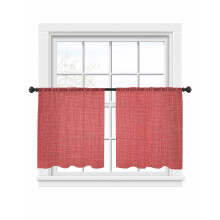 Coral Red Linen Sheer Curtains Rod Pocket 2 Panels 54x45