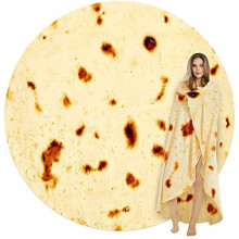 Giant Yellow Tortilla-Style Throw Blanket, 80", Soft Round Blanket for Adults & Kids